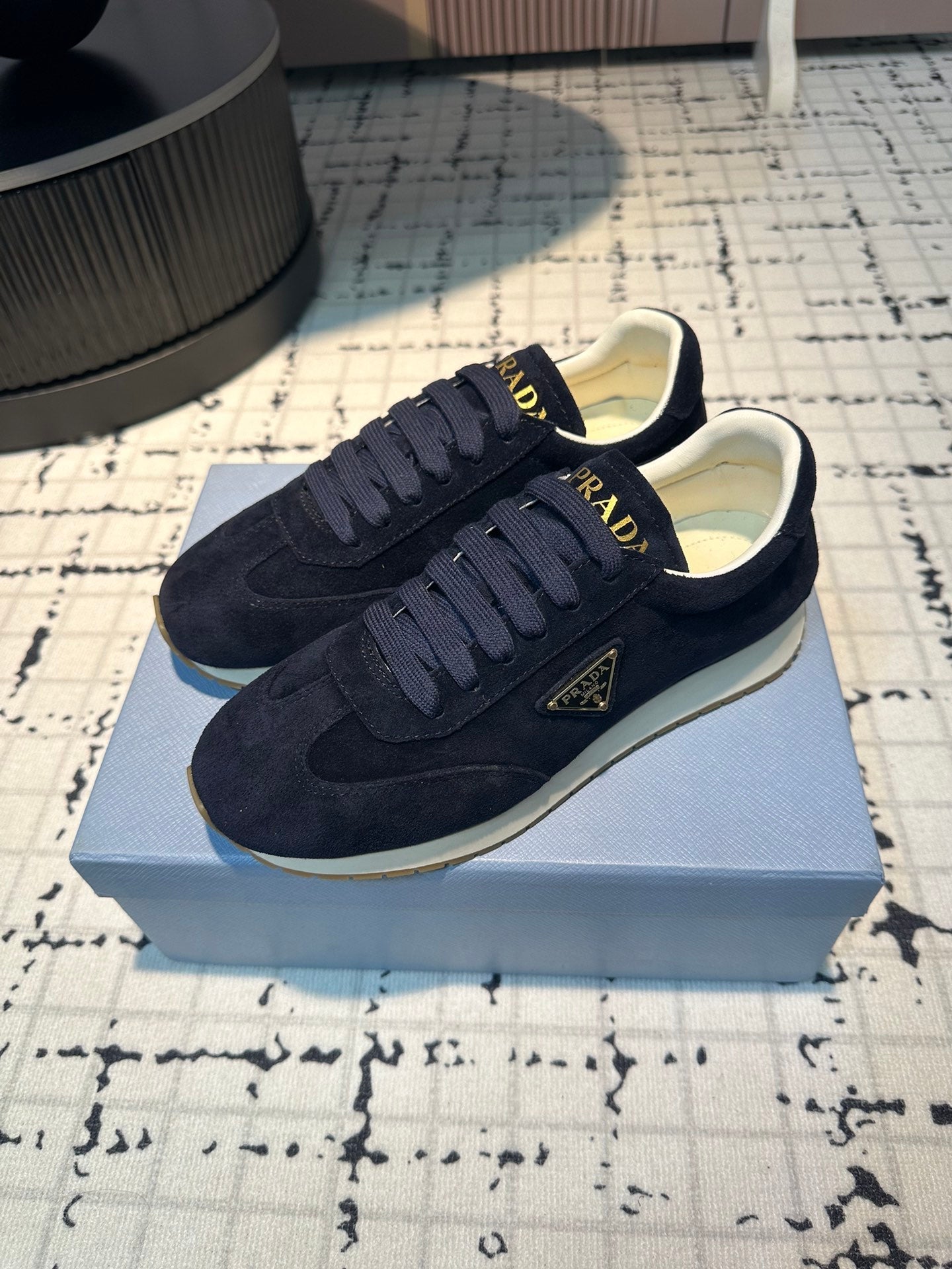 PRADA TRIANGLE LOGO SNEAKERS RK BLUE SUEDE