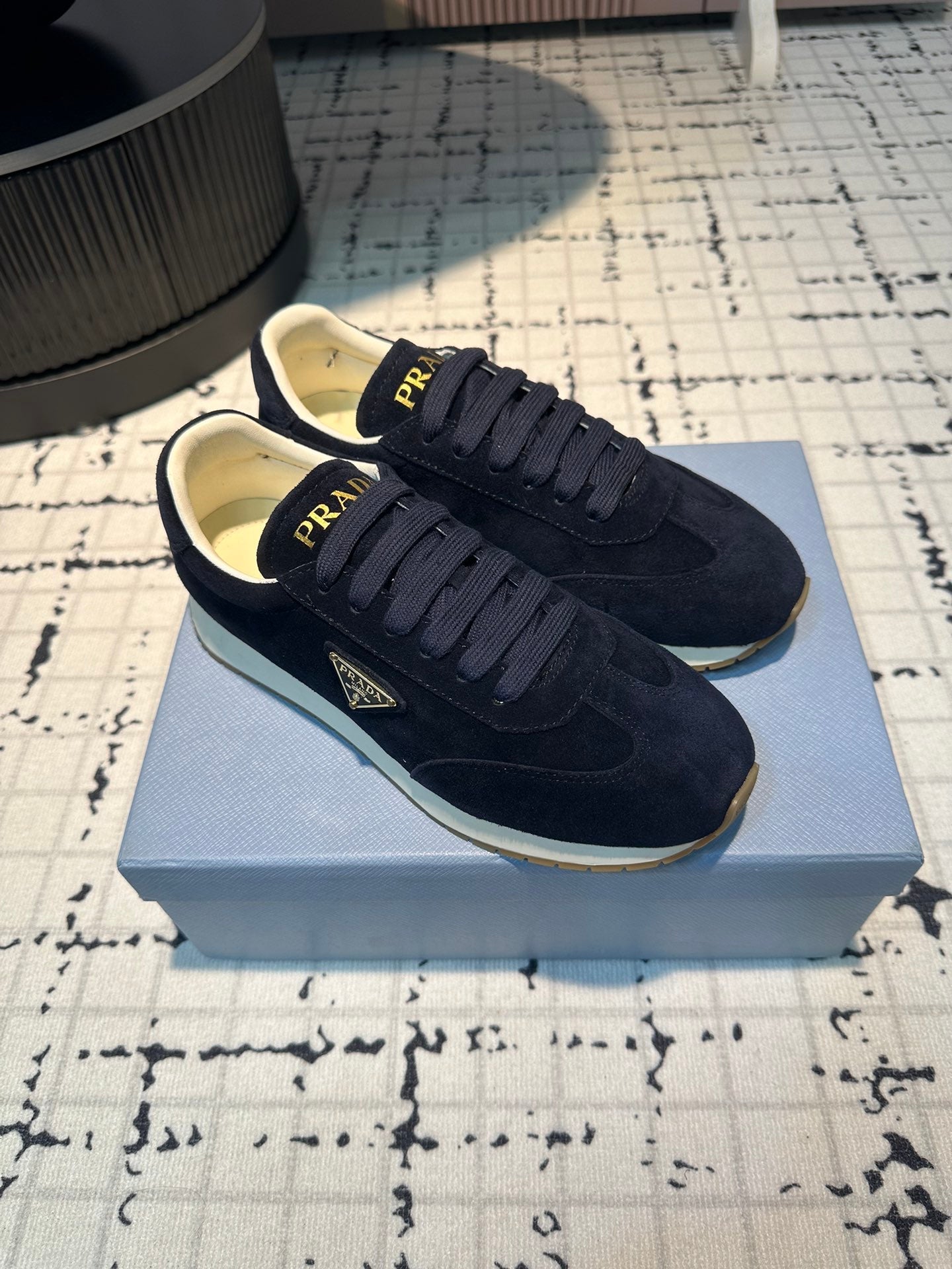PRADA TRIANGLE LOGO SNEAKERS RK BLUE SUEDE