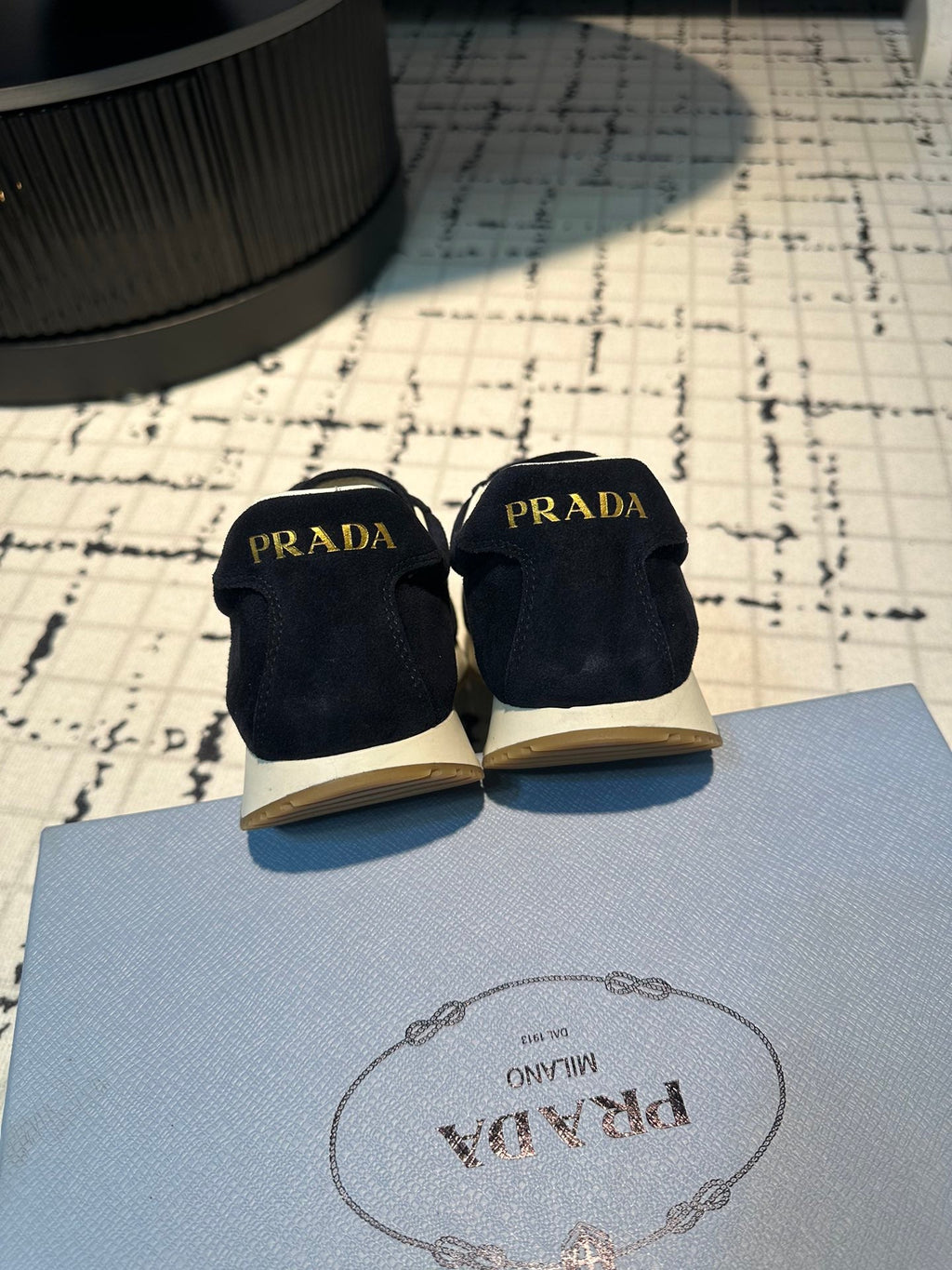 PRADA TRIANGLE LOGO SNEAKERS RK BLUE SUEDE