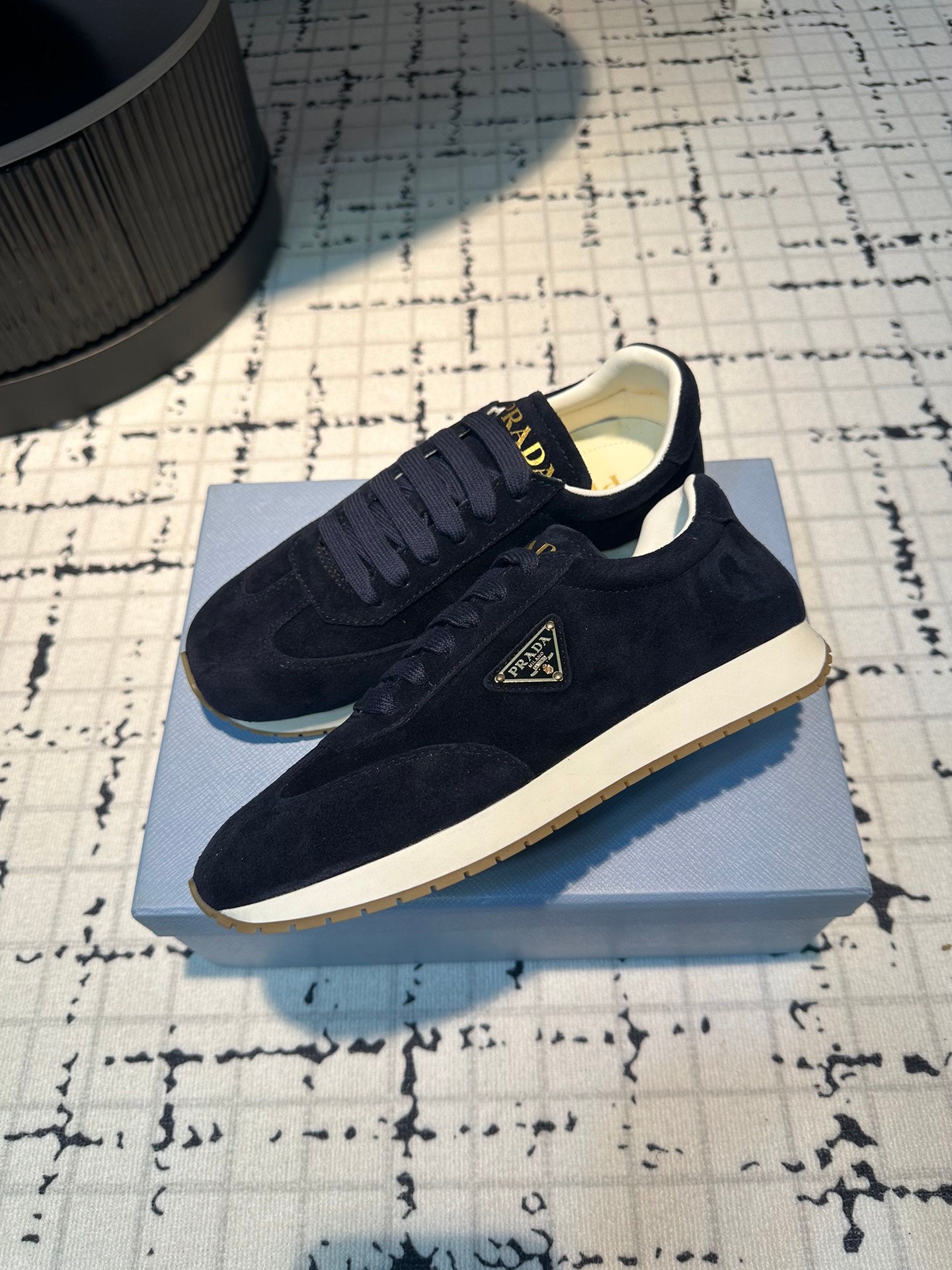 PRADA TRIANGLE LOGO SNEAKERS RK BLUE SUEDE