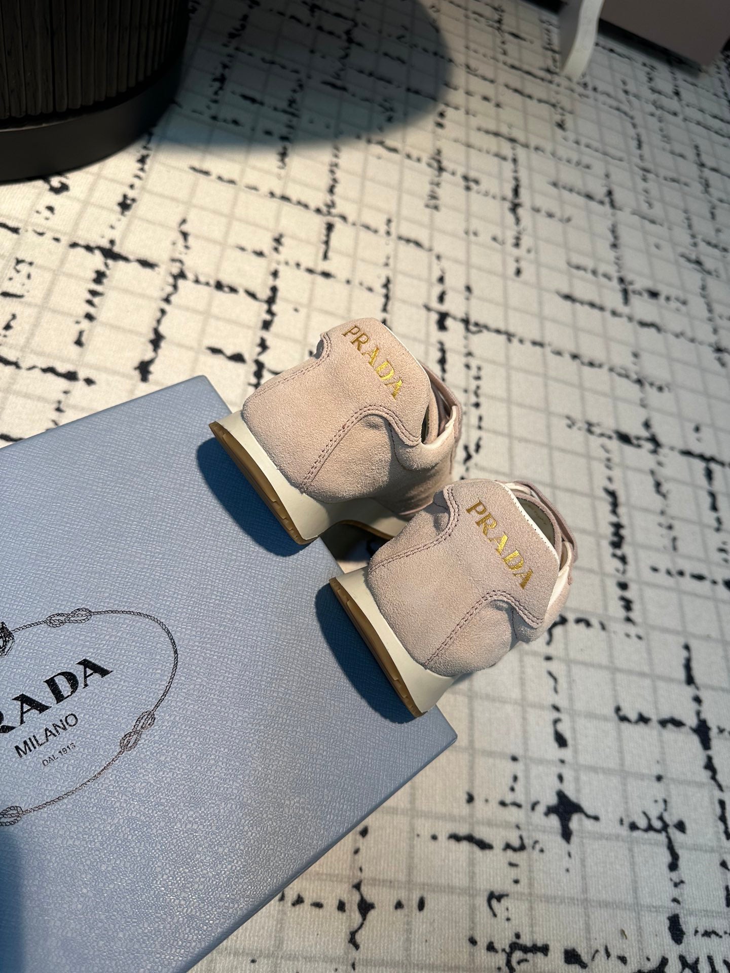 PRADA TRIANGLE LOGO SNEAKERS PASTEL PINK SUEDE