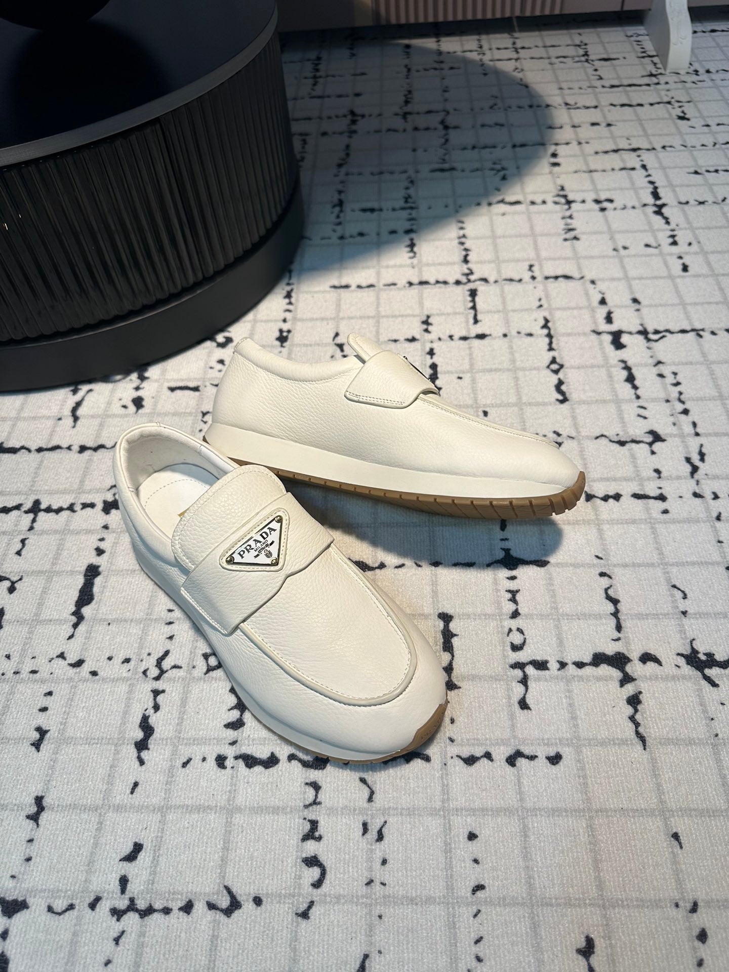 PRADA SPORTY STYLE LOAFERS WHITE CALFSKIN