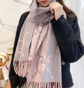 GUCCI SCARF 200 CM IN LIGHT PINK MIX GRAY CASHMERE 396379