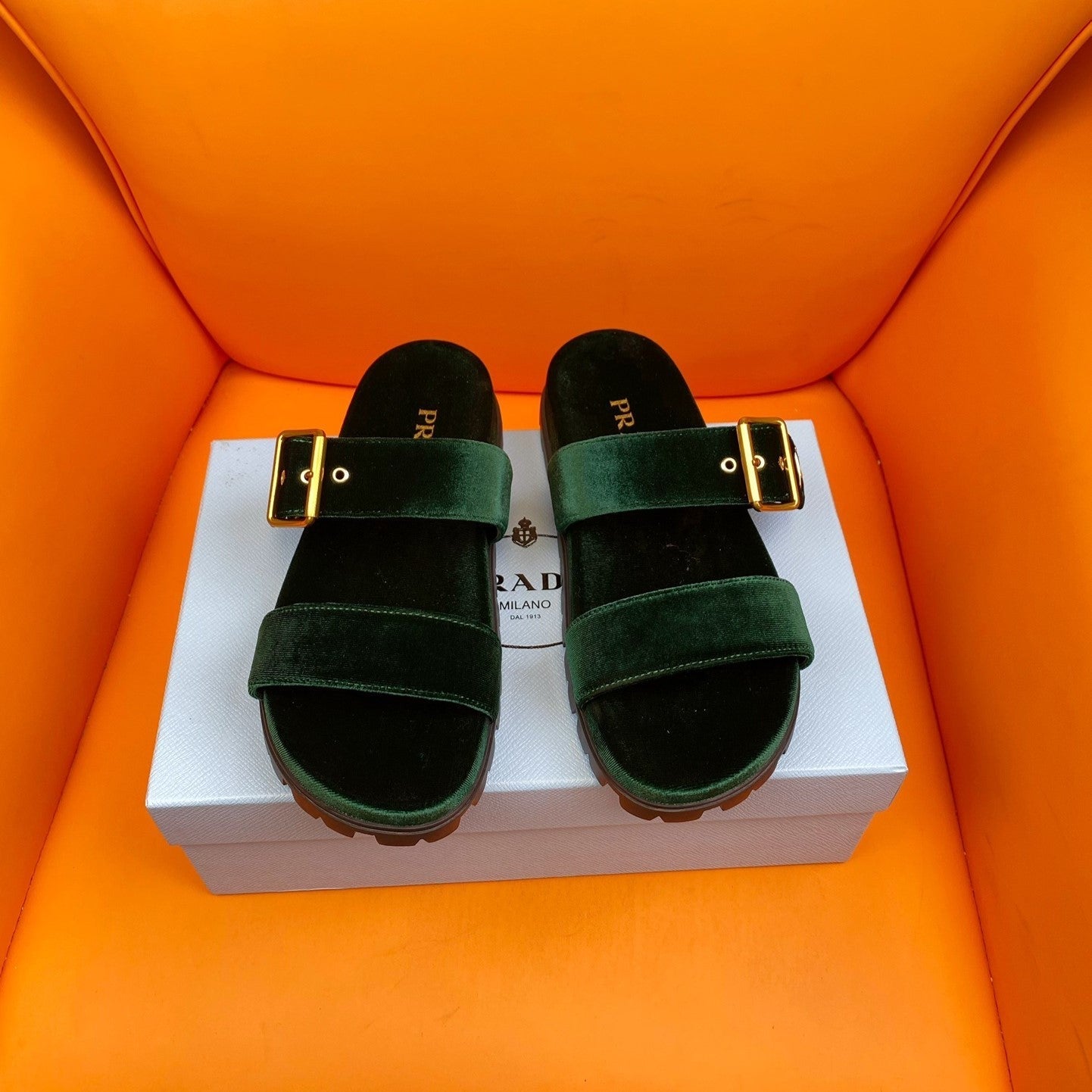 PRADA Pra Slides 10 Velvet Laurel Green