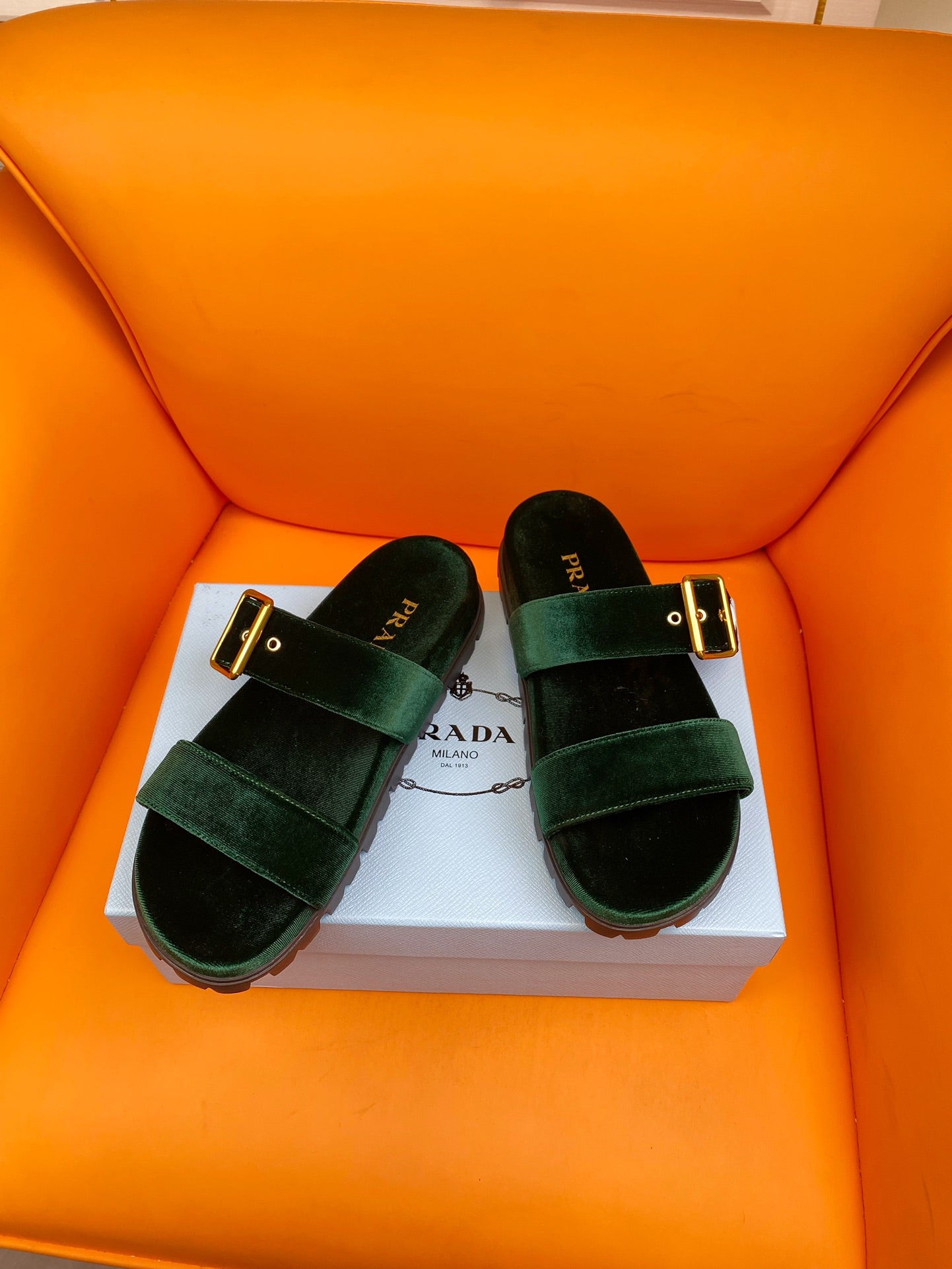 PRADA Pra Slides 10 Velvet Laurel Green
