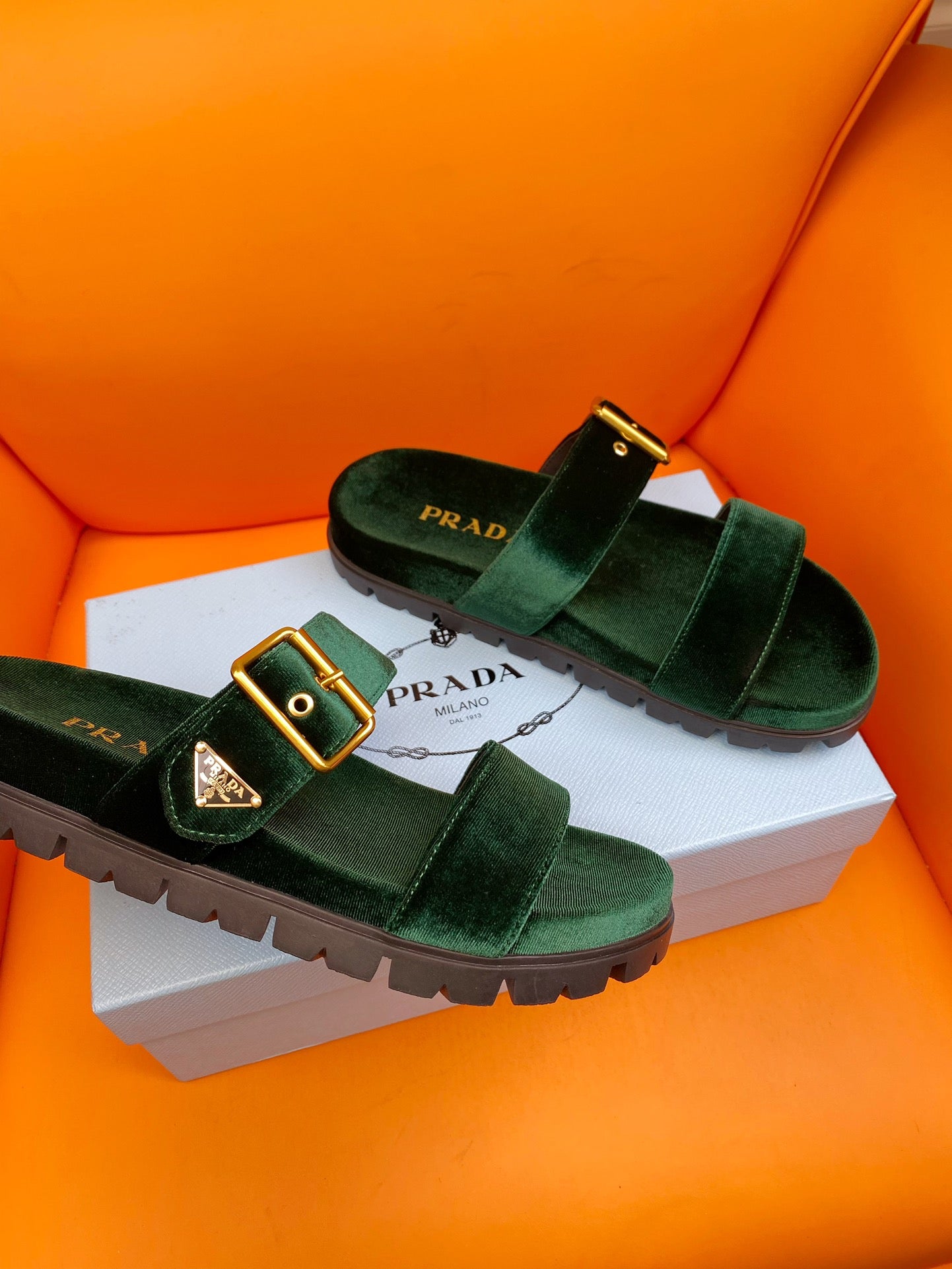 PRADA Pra Slides 10 Velvet Laurel Green