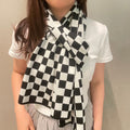LOUIS VUITTON DAMIER SCARF 200 CM IN BLACK MIX WHITE CASHMERE 388193