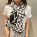 LOUIS VUITTON CLASSIC DAMIER SCARF 200 CM IN BLACK MIX WHITE CASHMERE 389750