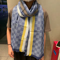 LOUIS VUITTON DAMIER SCARF 190 CM IN SAPPHIRE BLUE CASHMERE 391146