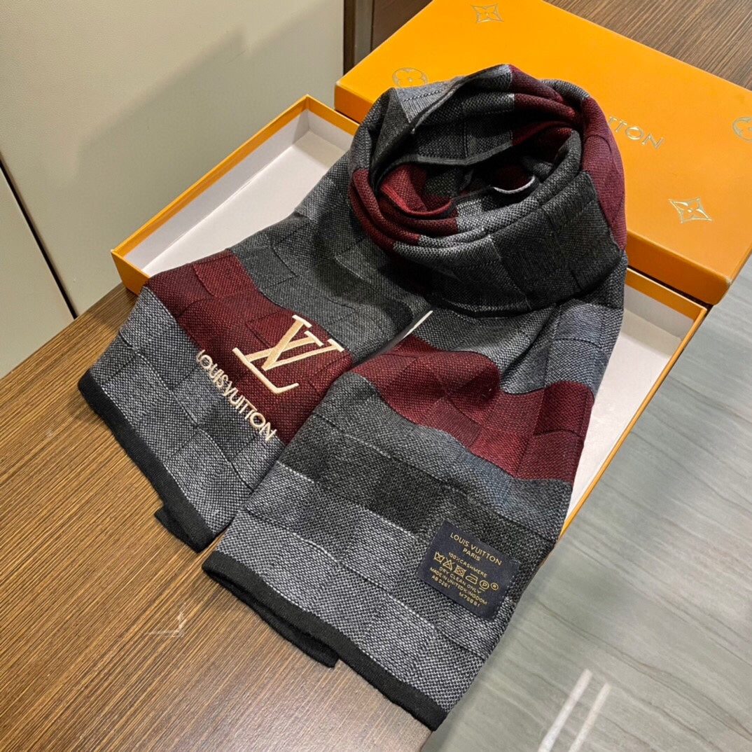 LOUIS VUITTON DAMIER HERITAGE SCARF 180 CM IN COLORFUL CASHMERE 391148