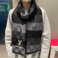 LOUIS VUITTON DAMIER HERITAGE SCARF 180 CM IN BLACK MIX GRAY CASHMERE 391150