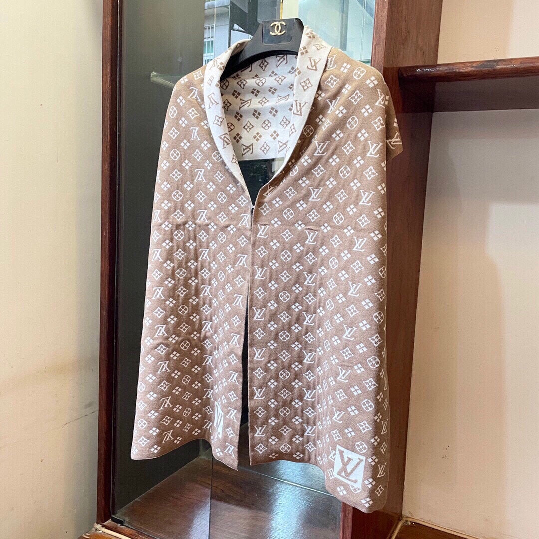 LOUIS VUITTON AMAZINGRAM SCARF 200 CM IN CAMEL BEIGE WOOL AND SILK 396530