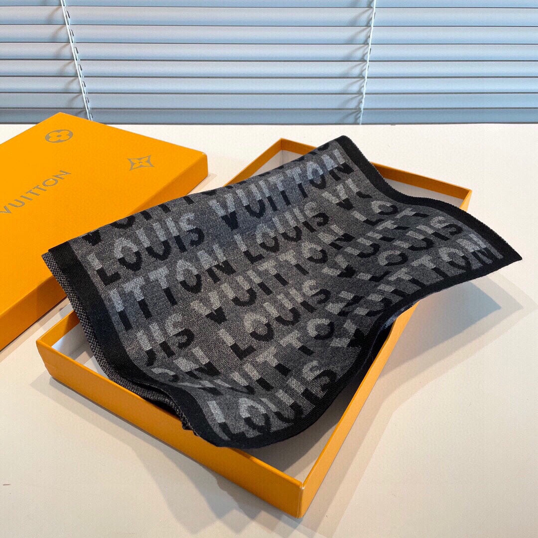 LOUIS VUITTON SCARF 180 CM IN SHADOW GRAY CASHMERE 398518