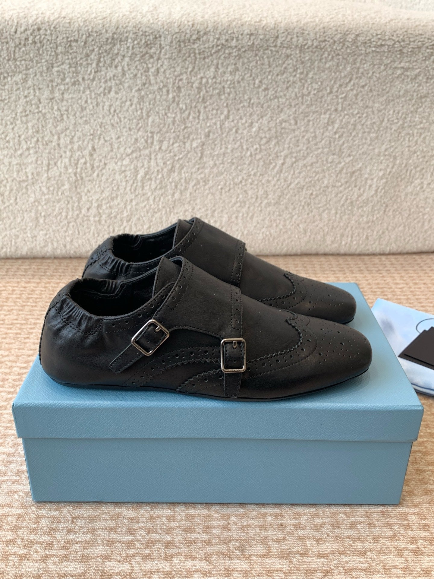 PRADA MONK STRAP IN BLACK CALFSKIN