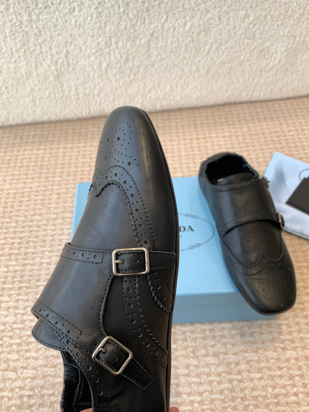 PRADA MONK STRAP IN BLACK CALFSKIN