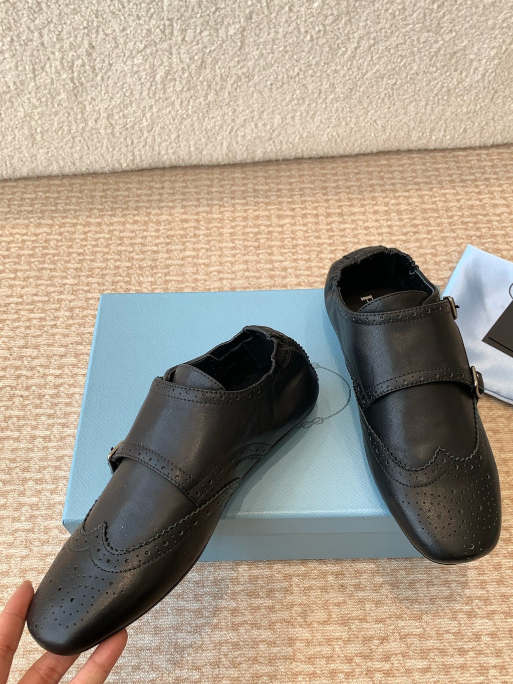 PRADA MONK STRAP IN BLACK CALFSKIN