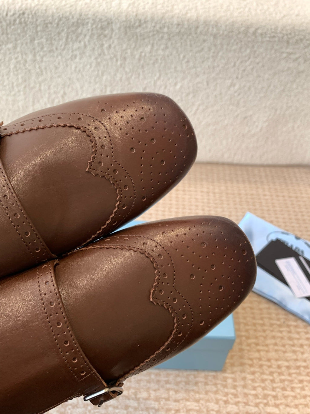 PRADA MONK STRAP IN RK BROWN CALFSKIN