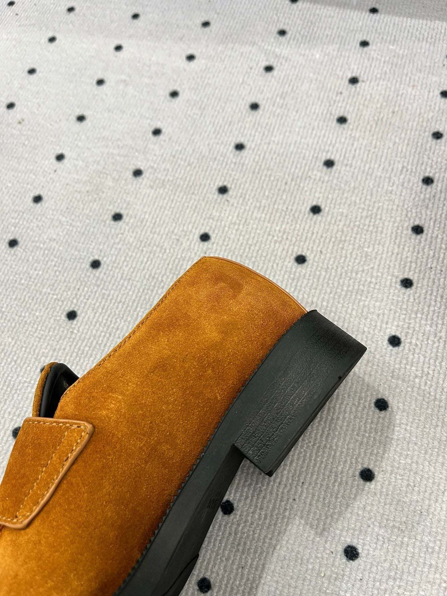 PRADA TRIANGLE LOGO LOAFER IN PERU BROWN SUEDE