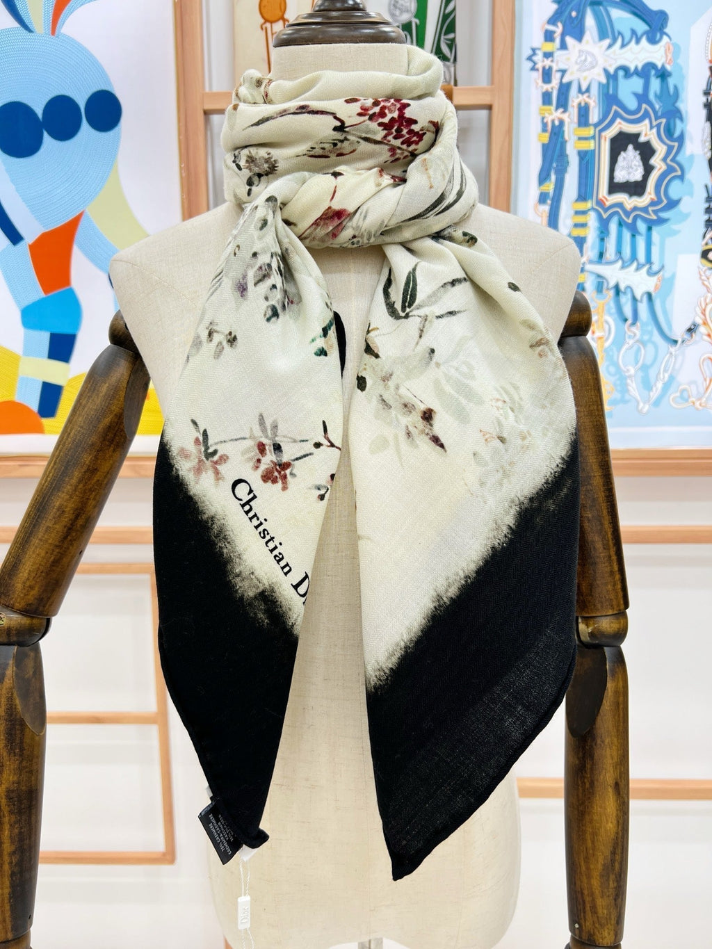 DIOR SCARF 140 CM IN WOOL MIX SILK FABRIC 708384