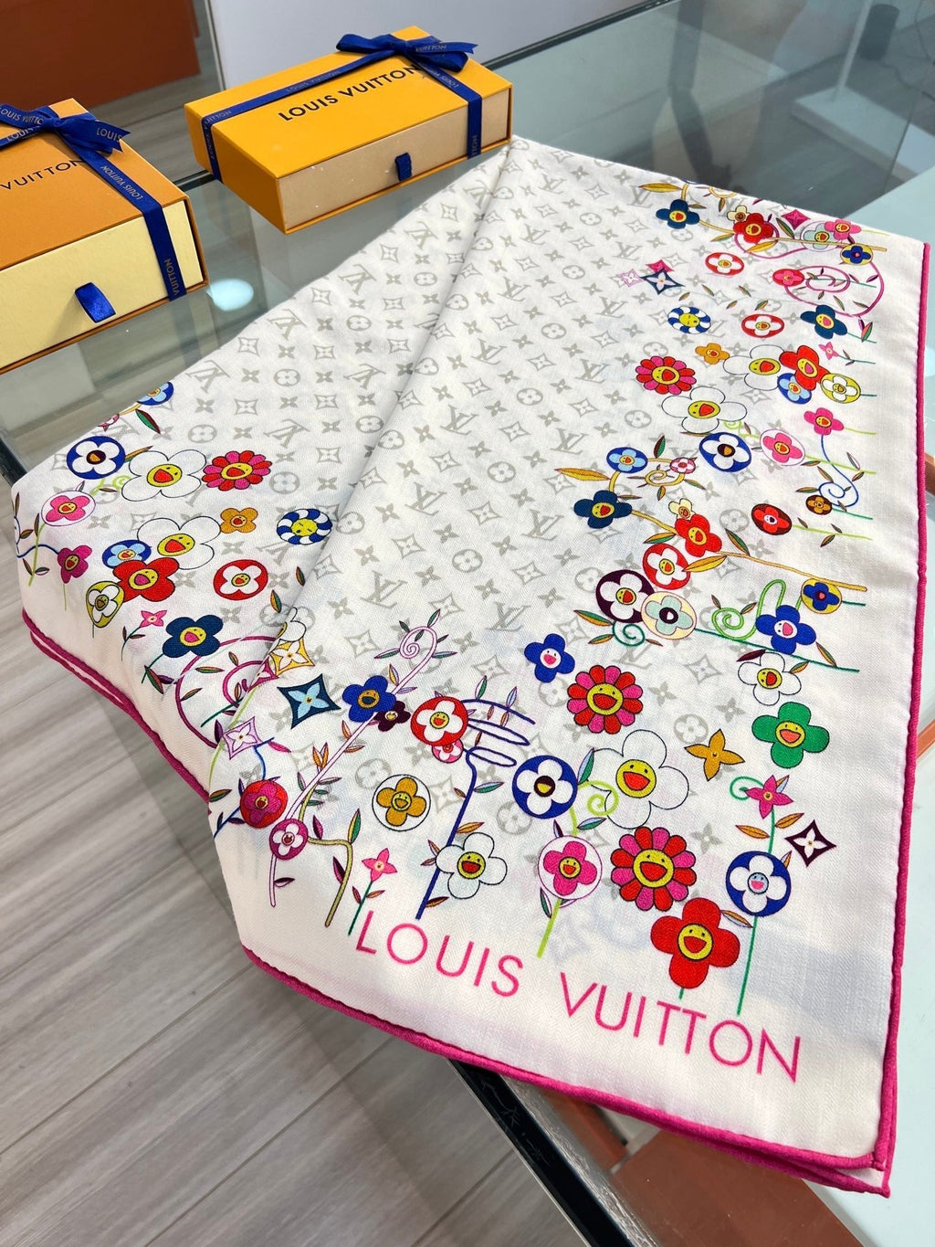 LOUIS VUITTON LV SCARF 135 CM IN WOOL MIX SILK 715458