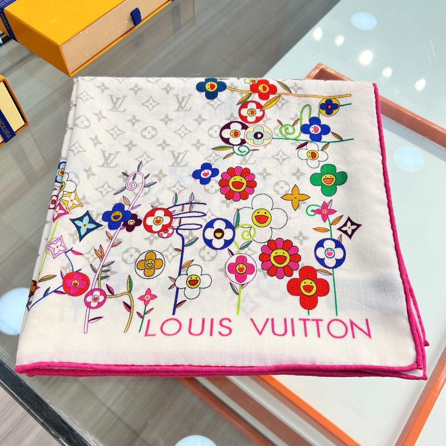 LOUIS VUITTON LV SCARF 135 CM IN WOOL MIX SILK 715458