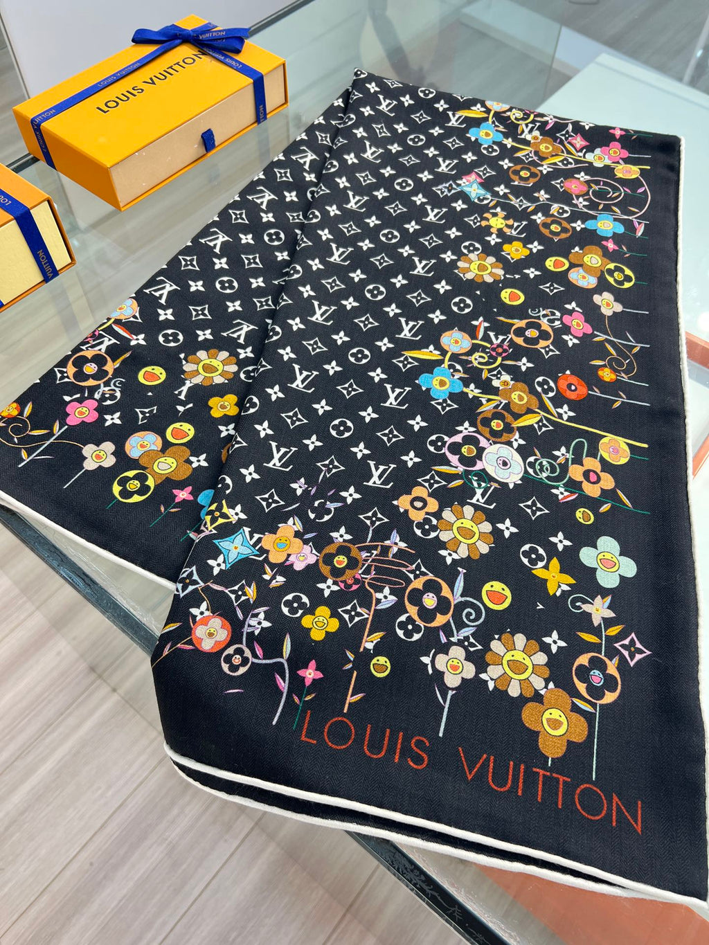 LOUIS VUITTON LV SCARF 135 CM IN WOOL MIX SILK 715459
