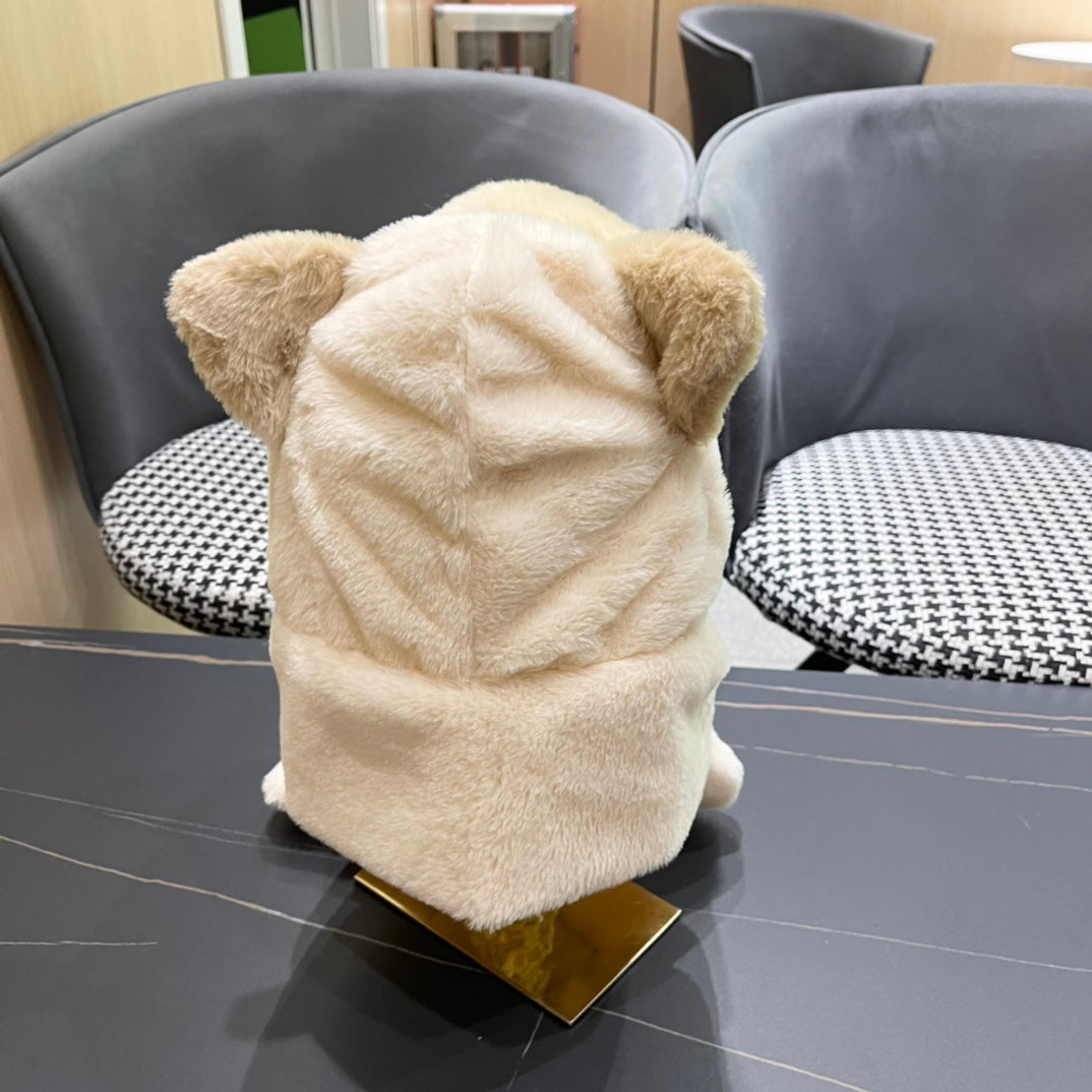 LOUIS VUITTON PLUSH EARMUFFS HAT IN BEIGE WOOL AND FOX FUR 403462