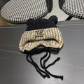 LOUIS VUITTON KNITTED BEANIE HAT WITH CUTE EARS IN BLACK MIX BEIGE WOOL 403483