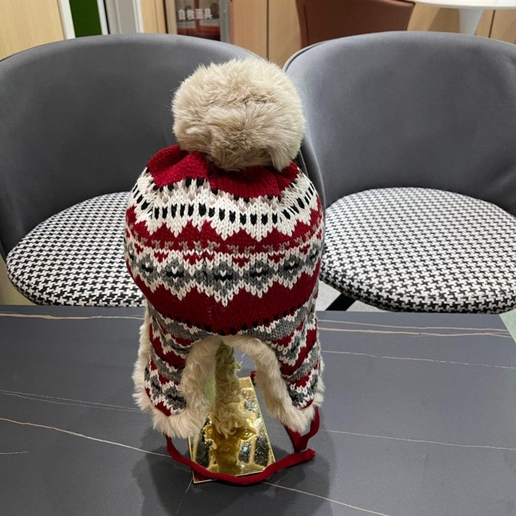 LOUIS VUITTON PLUSH EARMUFFS HAT IN COLORFUL WOOL AND RABBIT FUR 408169