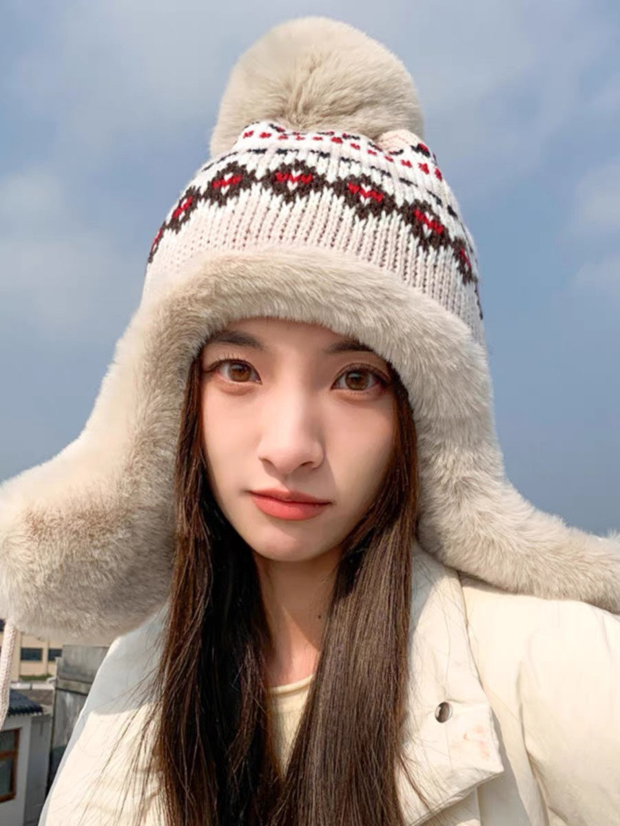 LOUIS VUITTON PLUSH EARMUFFS HAT IN COLORFUL WOOL AND RABBIT FUR 408170