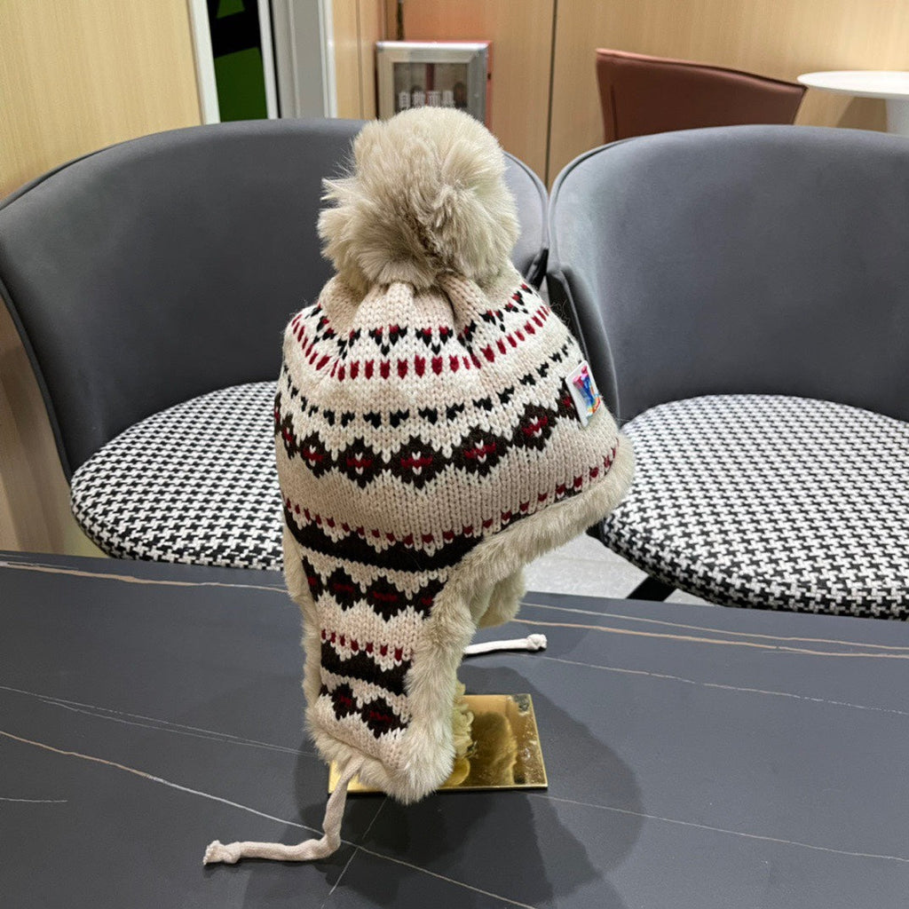 LOUIS VUITTON PLUSH EARMUFFS HAT IN COLORFUL WOOL AND RABBIT FUR 408170