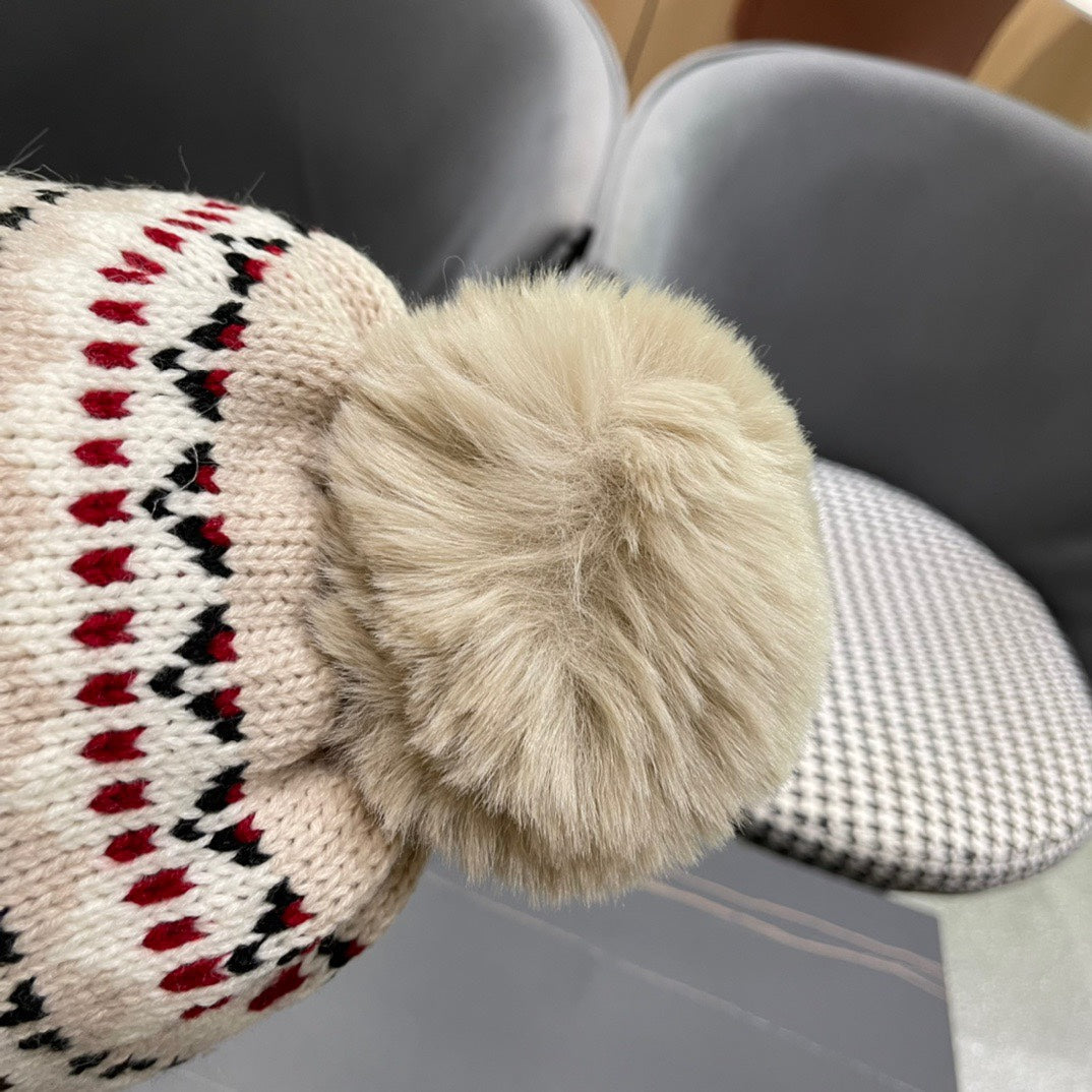 LOUIS VUITTON PLUSH EARMUFFS HAT IN COLORFUL WOOL AND RABBIT FUR 408170