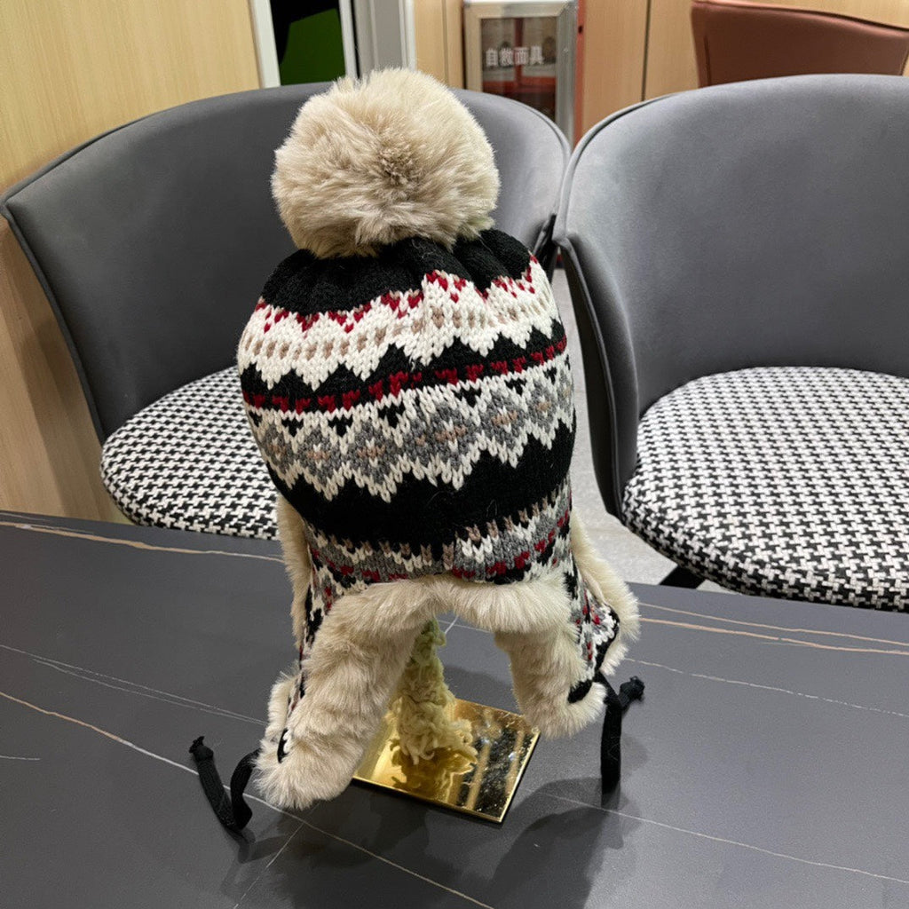 LOUIS VUITTON PLUSH EARMUFFS HAT IN COLORFUL WOOL AND RABBIT FUR 408171