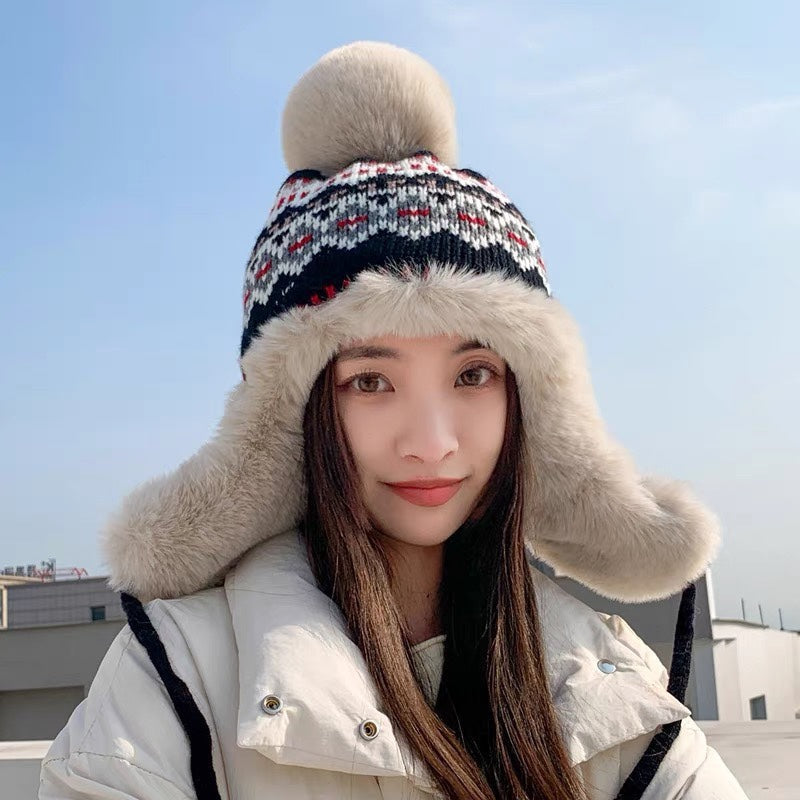 LOUIS VUITTON PLUSH EARMUFFS HAT IN COLORFUL WOOL AND RABBIT FUR 408171