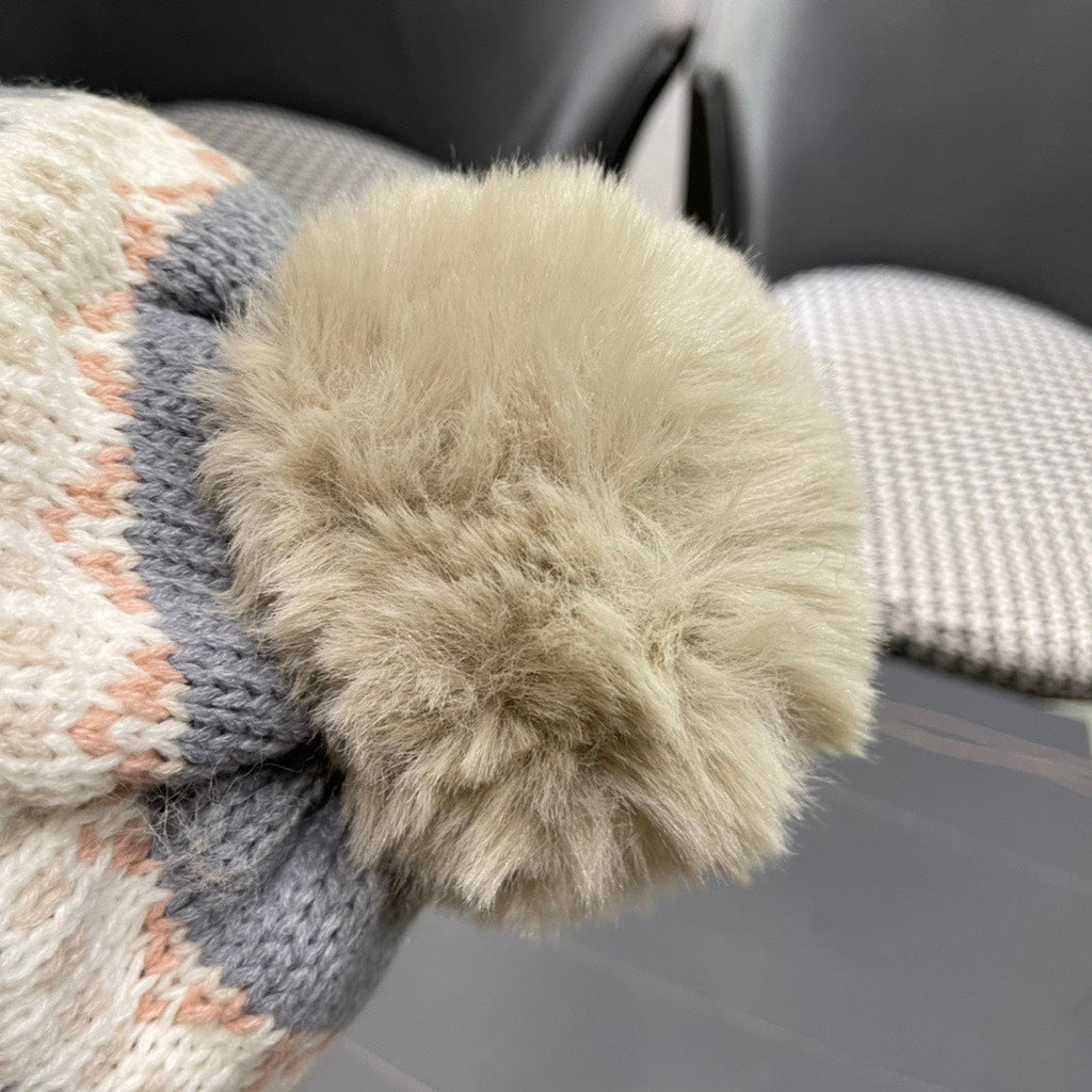 LOUIS VUITTON PLUSH EARMUFFS HAT IN COLORFUL WOOL AND RABBIT FUR 408172