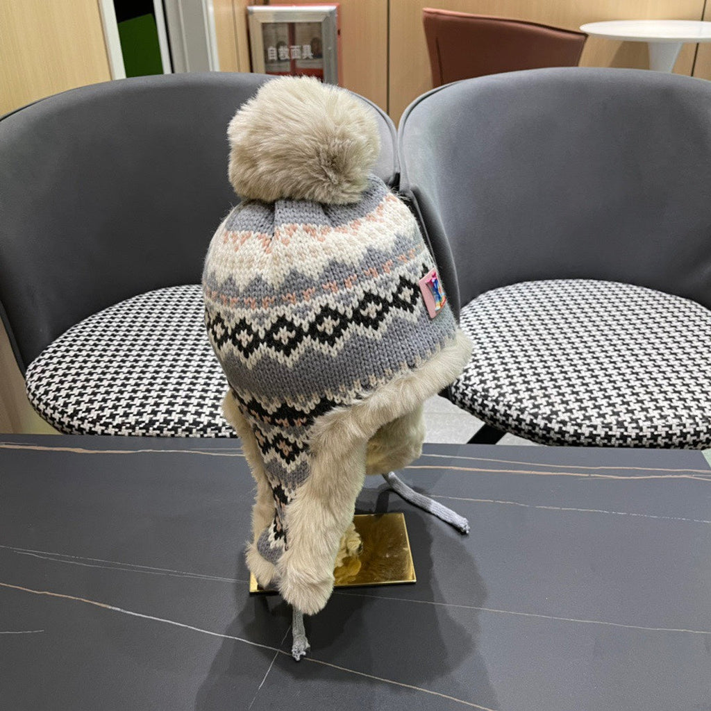 LOUIS VUITTON PLUSH EARMUFFS HAT IN COLORFUL WOOL AND RABBIT FUR 408172