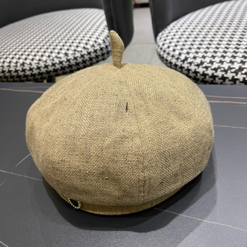 CHANEL BERET HAT IN PEANUT BROWN FABRIC 420942