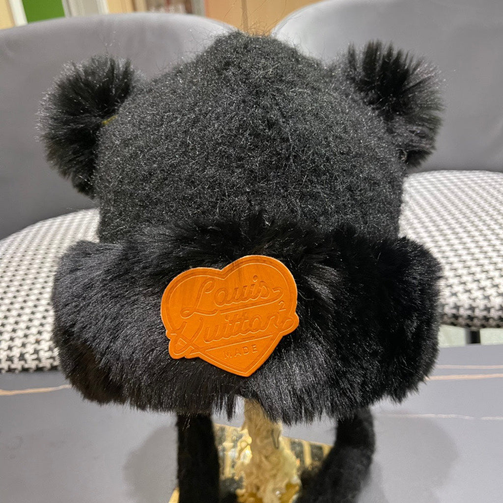 LOUIS VUITTON BEANIE HAT IN BLACK WOOL AND LAMB FUR 427792