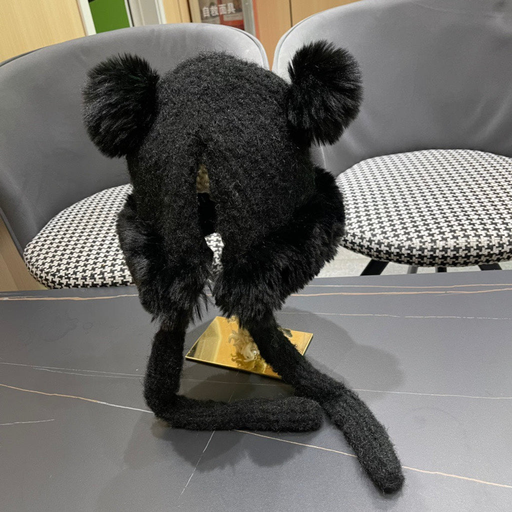 LOUIS VUITTON BEANIE HAT IN BLACK WOOL AND LAMB FUR 427792