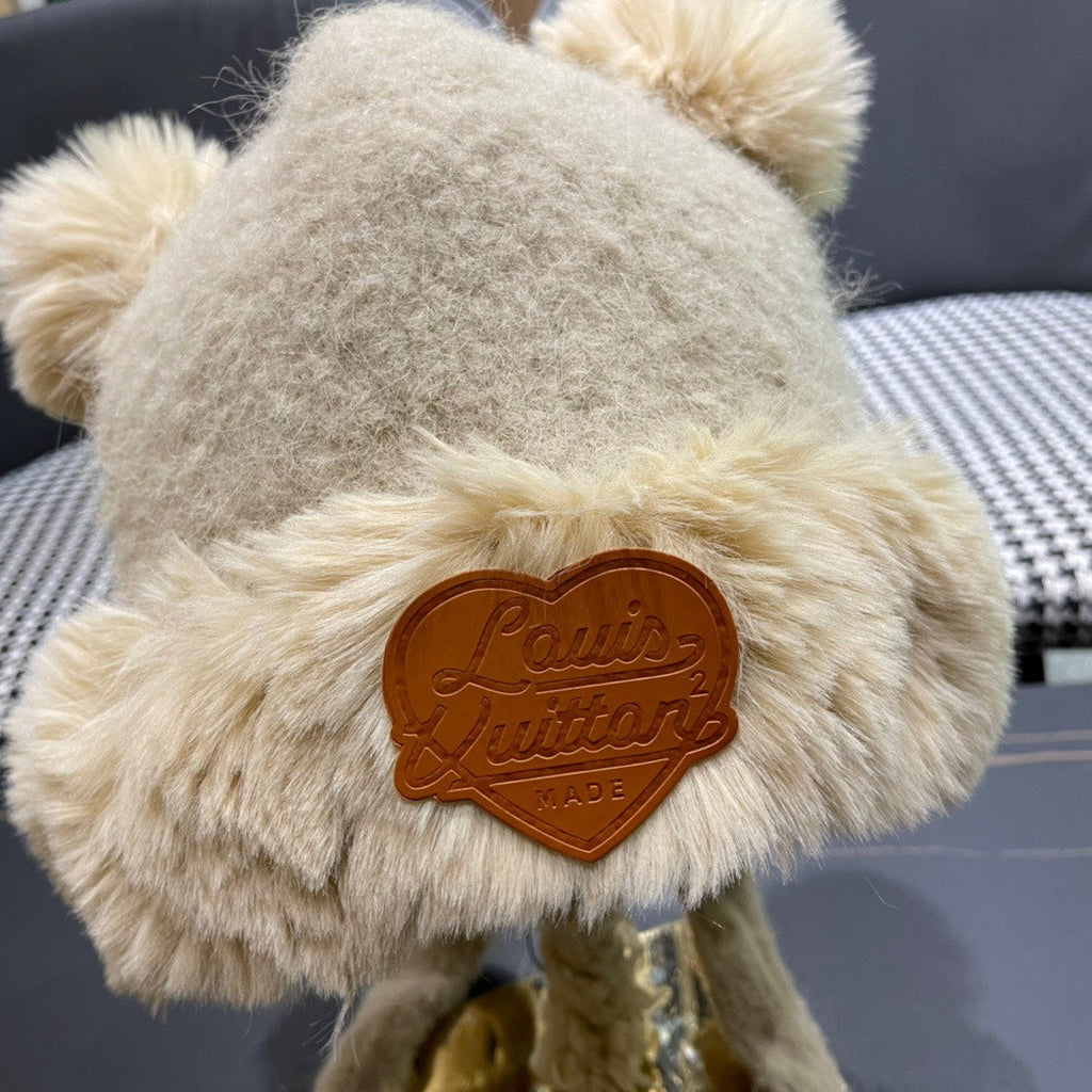 LOUIS VUITTON BEANIE HAT IN CREAM BEIGE WOOL AND LAMB FUR 427793