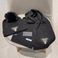 PRADA SET SCARF AND HAT IN BLACK CASHMERE AND RABBIT FUR 433246
