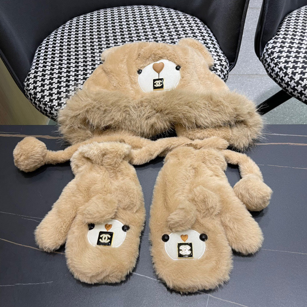 CHANEL THREE-PIECE SET IN CAMEL BROWN FLEECE AND WOOL 433194