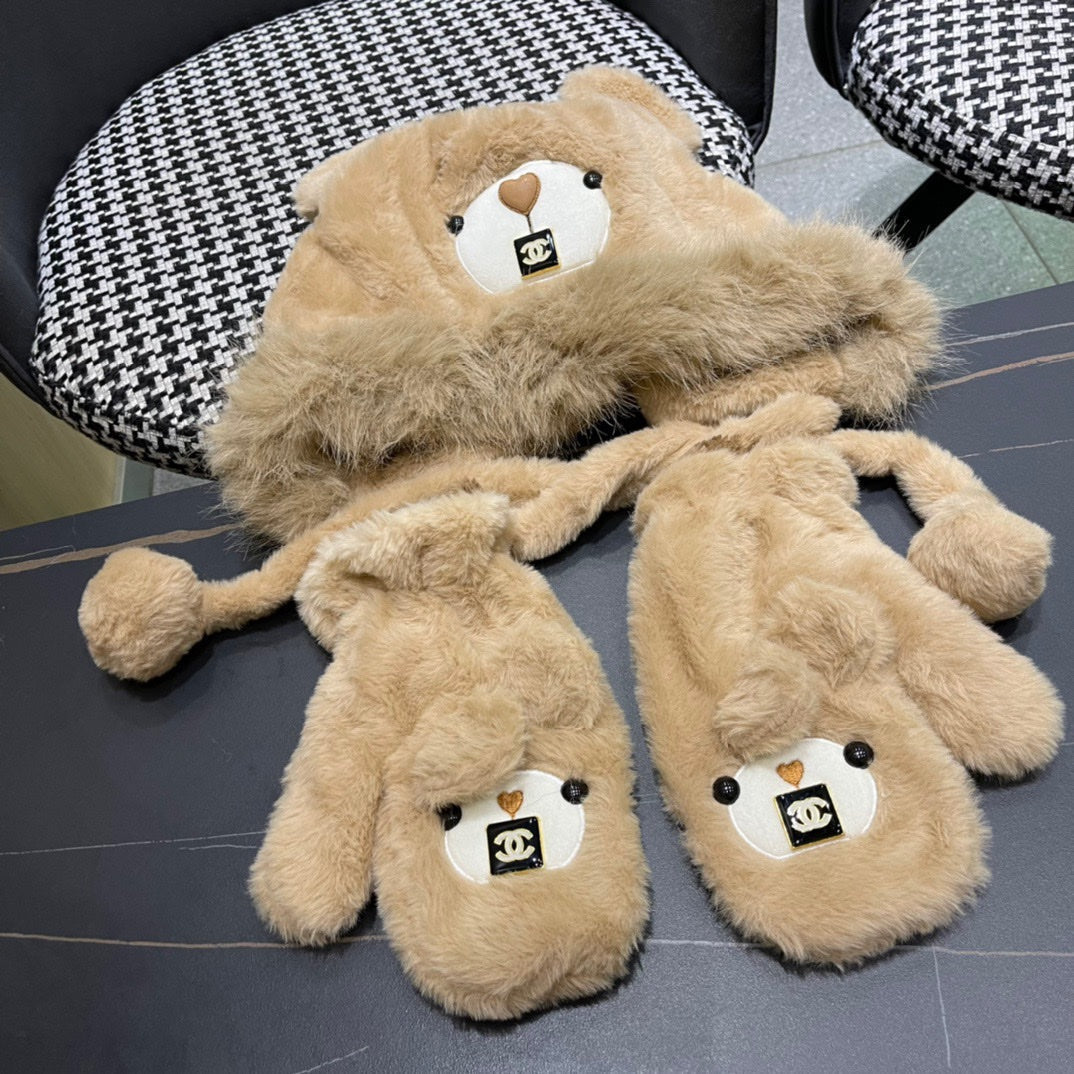 CHANEL THREE-PIECE SET IN CAMEL BROWN FLEECE AND WOOL 433194