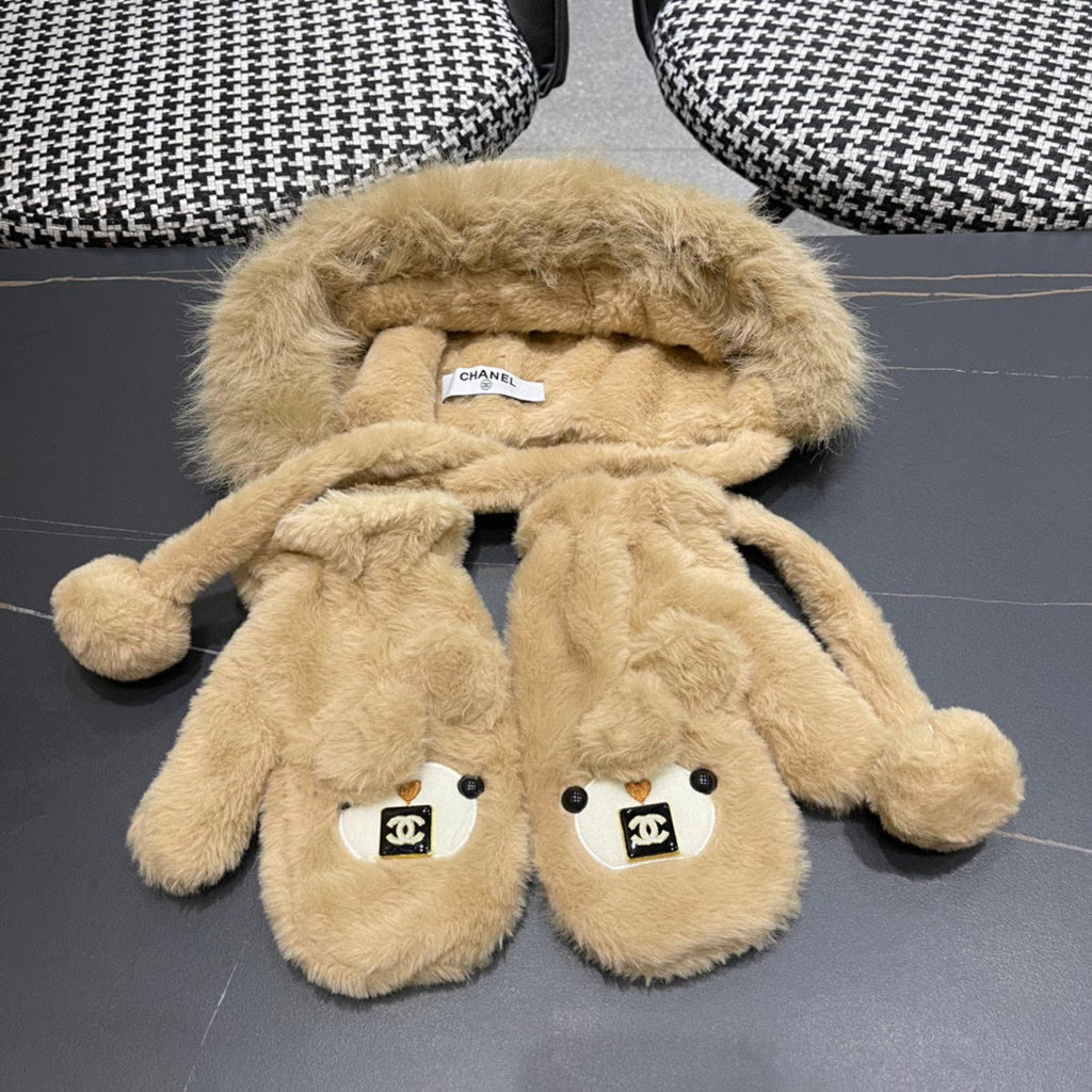 CHANEL THREE-PIECE SET IN CAMEL BROWN FLEECE AND WOOL 433194