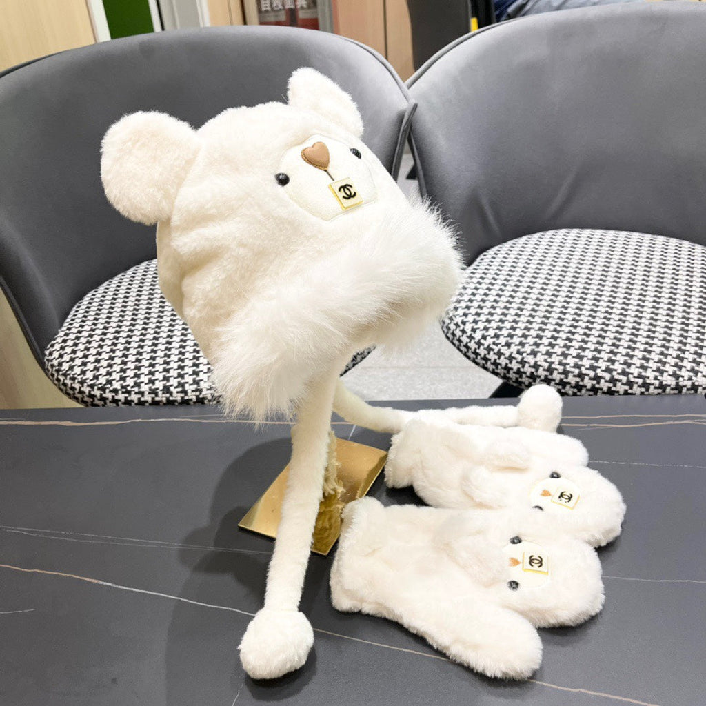 CHANEL THREE-PIECE SET IN WHITE FLEECE AND WOOL 433195