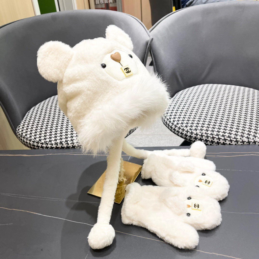 CHANEL THREE-PIECE SET IN WHITE FLEECE AND WOOL 433195