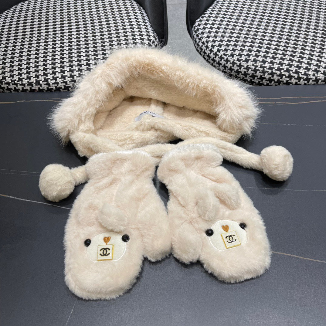 CHANEL THREE-PIECE SET IN BEIGE FLEECE AND WOOL 433196