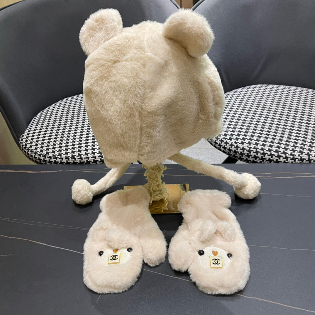 CHANEL THREE-PIECE SET IN BEIGE FLEECE AND WOOL 433196