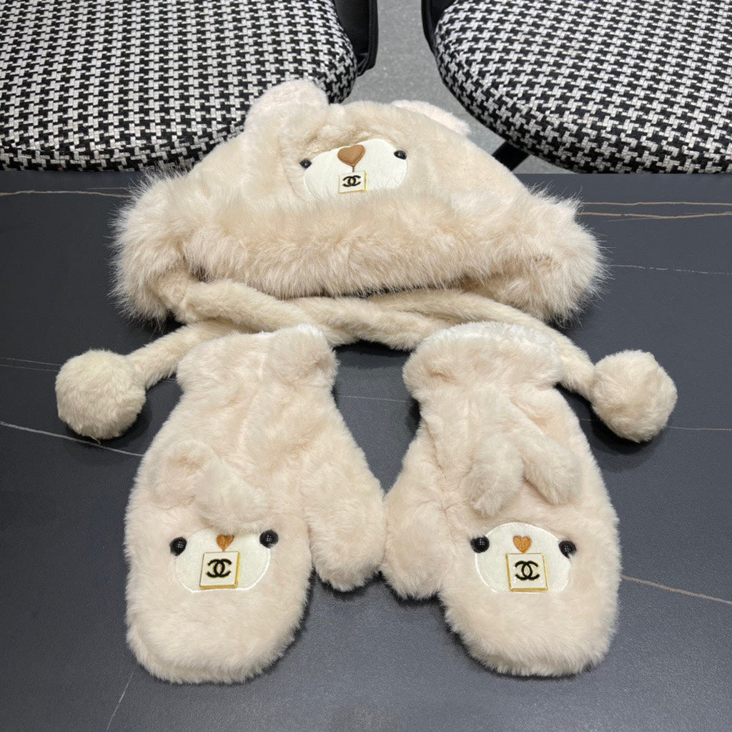CHANEL THREE-PIECE SET IN BEIGE FLEECE AND WOOL 433196