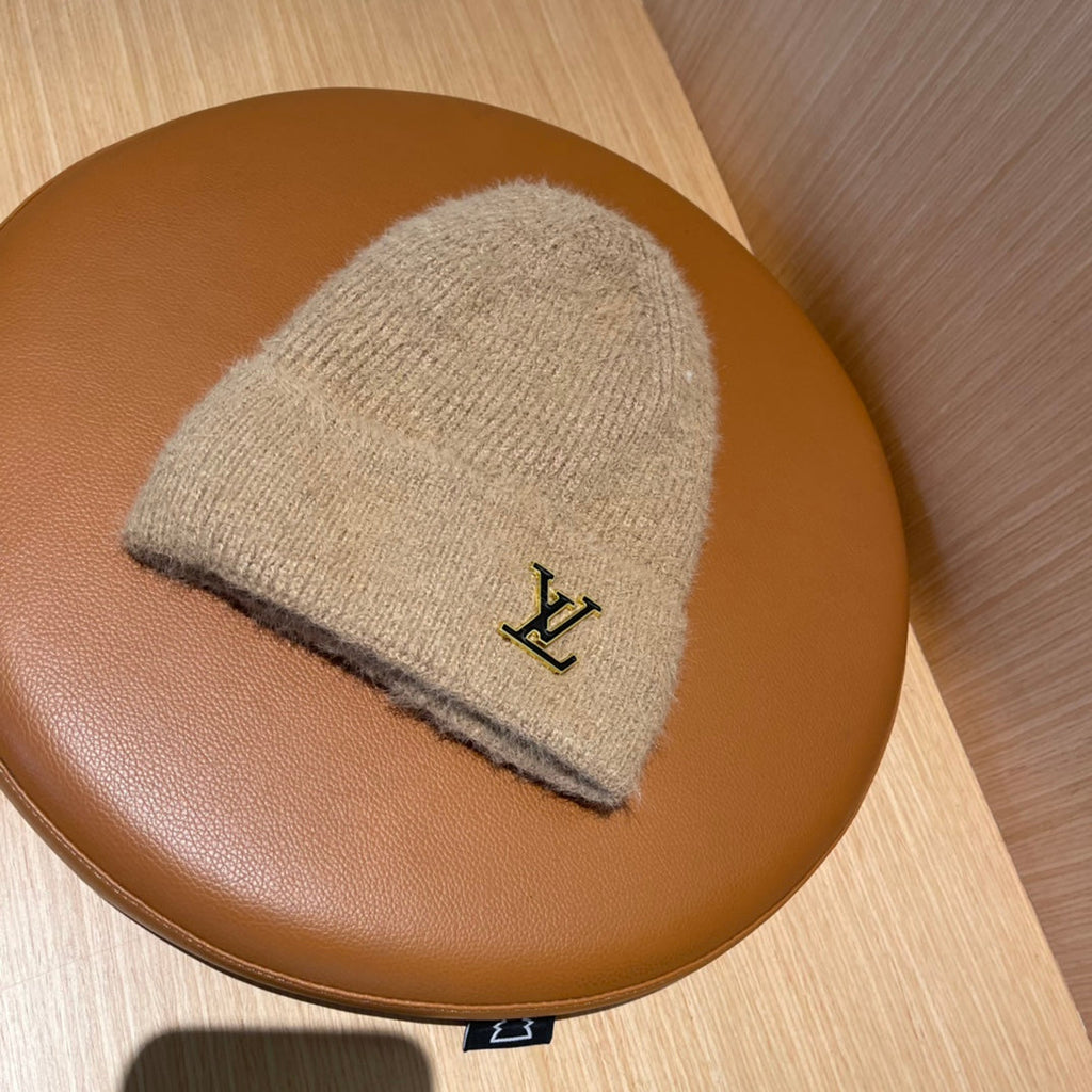 LOUIS VUITTON BEANIE HAT IN LIGHT BROWN WOOL 803044